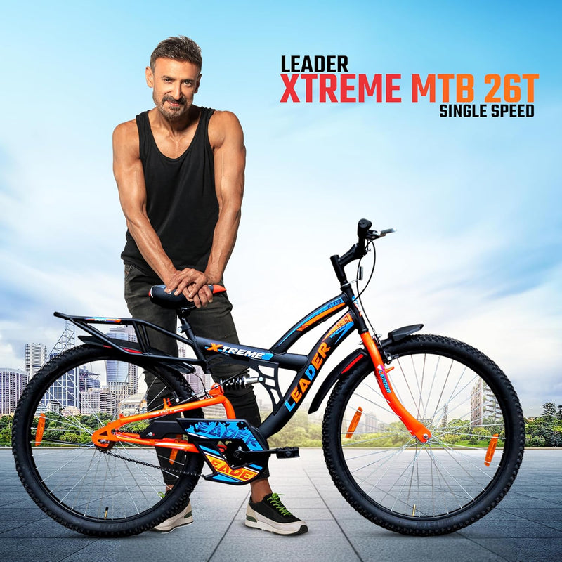 Leader Xtreme 26T Electric Cycle for Men – Rear Suspension, 26″ Wheels & Dual Brakes | Affordable E-Bike for Daily Commutes