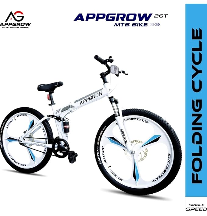 Appgrow 26″ Folding Electric Cycle – Compact E-Bike with Dual Suspension & 25–75km Range