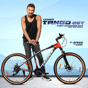 Leader Tango 26T Gear Bicycle for Men | 7-Speed MTB with Disc Brakes & Suspension