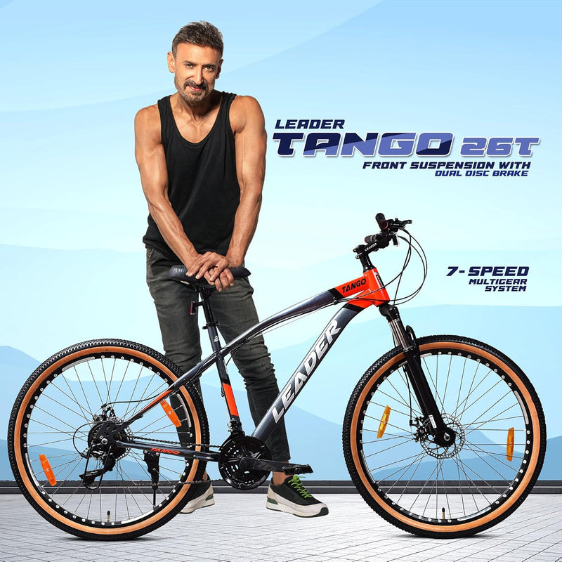 Leader Tango 26T Gear Bicycle for Men | 7-Speed MTB with Disc Brakes & Suspension