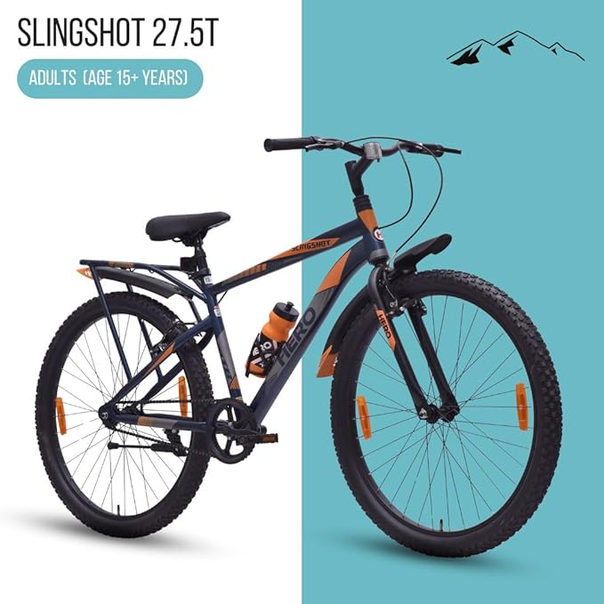 Hero Slingshot 27.5T Mountain Bicycle for Men | Strong Carbon Steel Frame, 18-Inch Gearless Cycle
