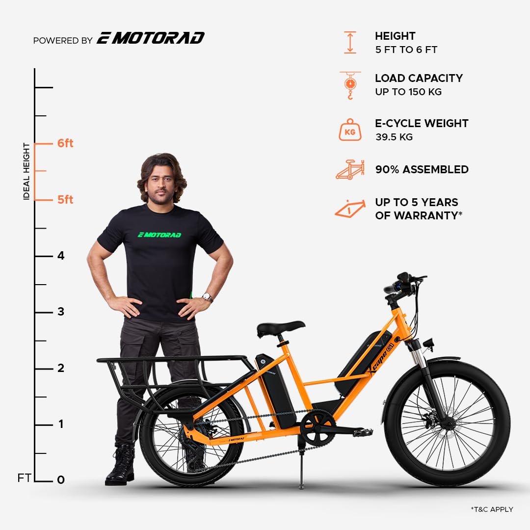 EMotorad Xcape G1 Electric Cargo Bike – Dual Battery, 100KM Range, 250W Motor