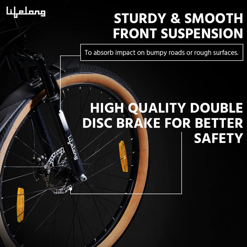 Lifelong Hustle 27.5T Electric Cycle with Shimano 21-Speed | Long Range, Dual Disc Brakes