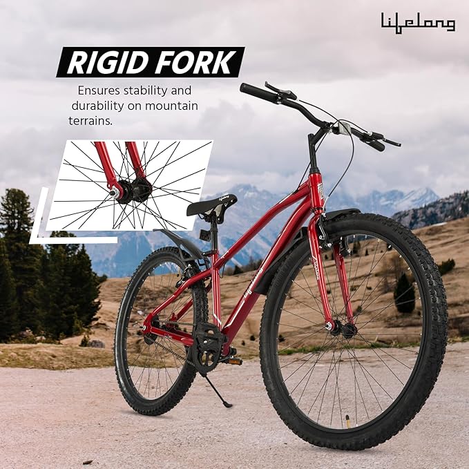 Lifelong 27.5T Electric Cycle | Affordable E-Bike for Adults with Steel Frame & V-Brakes