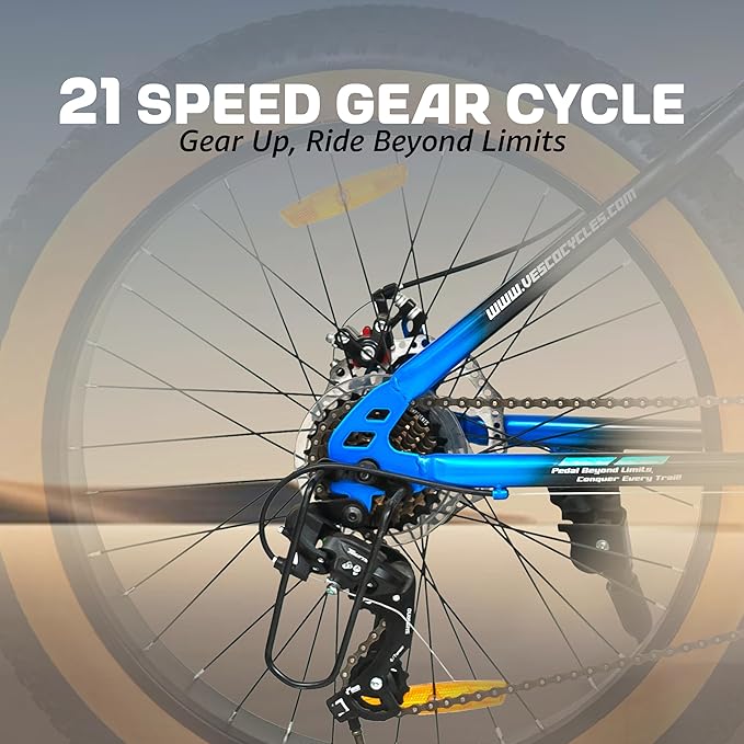 VESCO Stag 24T Electric Fat Tyre Cycle – 250W Motor, 40–50km Range & 21-Speed Gears