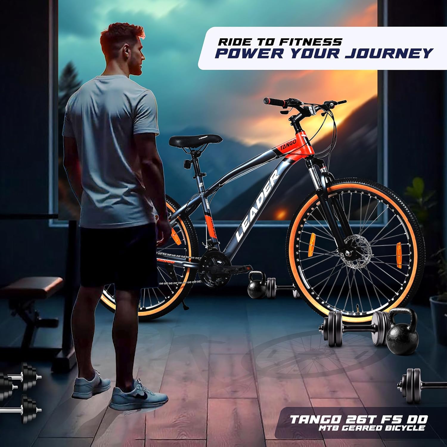 Leader Tango 26T Gear Bicycle for Men | 7-Speed MTB with Disc Brakes & Suspension