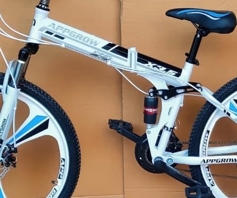 Youth APPGROW 24-Inch Electric Cycle | Foldable Mountain E-Bike with Dual Suspension & Disc Brakes