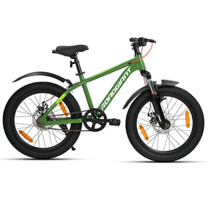 ROADGIANT Kiev 20T Kids Bike with Dual Disc Brake | Aluminum Frame MTB | Single Speed | Front Suspension | Army Green | Perfect for Young Riders