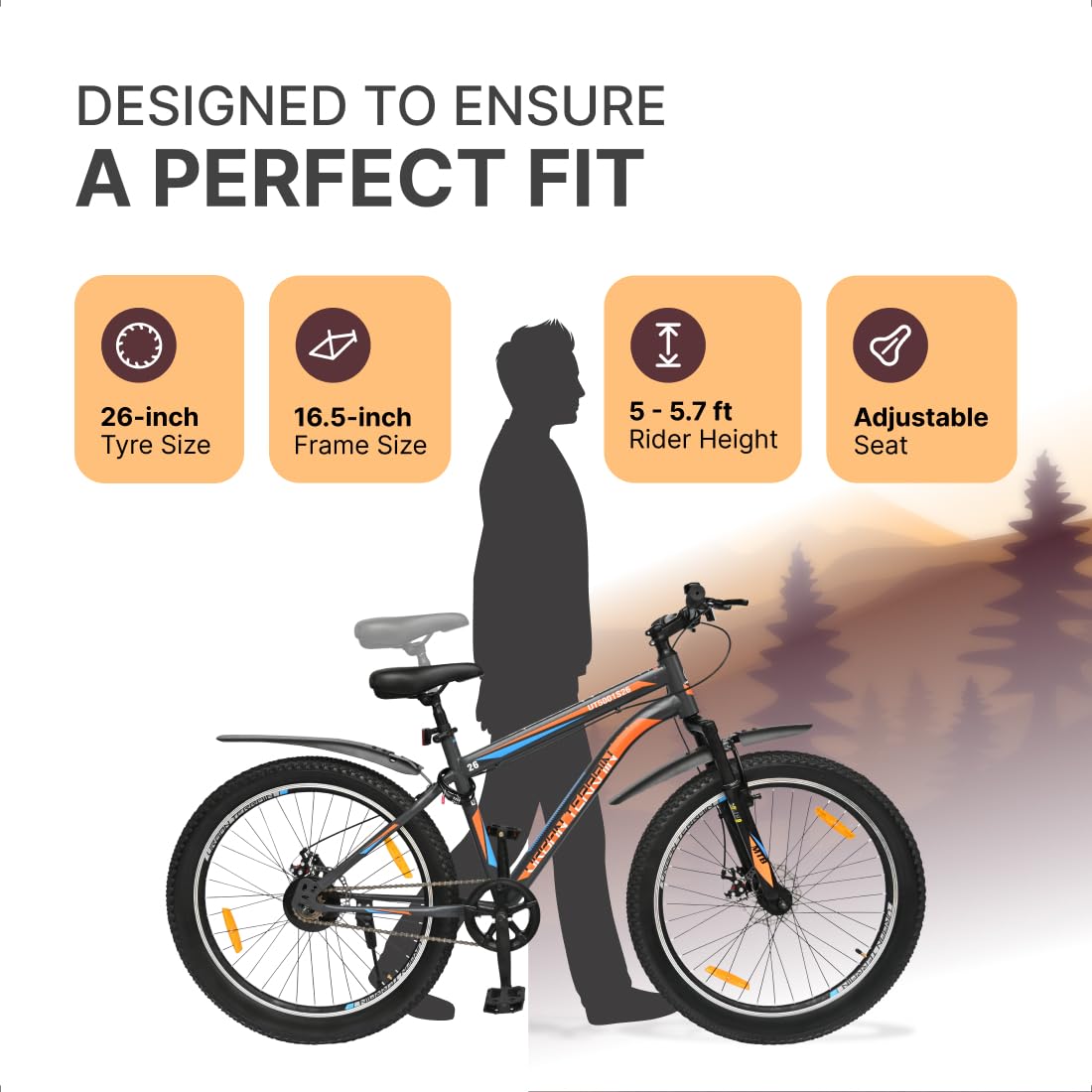 Urbana Terrain Bolt 26T Electric Cycle – Stylish E-Bike with 250W Motor, Suspension & Disc Brakes