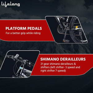 Lifelong GX21 Electric Cycle – 27.5T E-Bike with 21-Speed Gear, Dual Disc Brakes & Long Range Ride