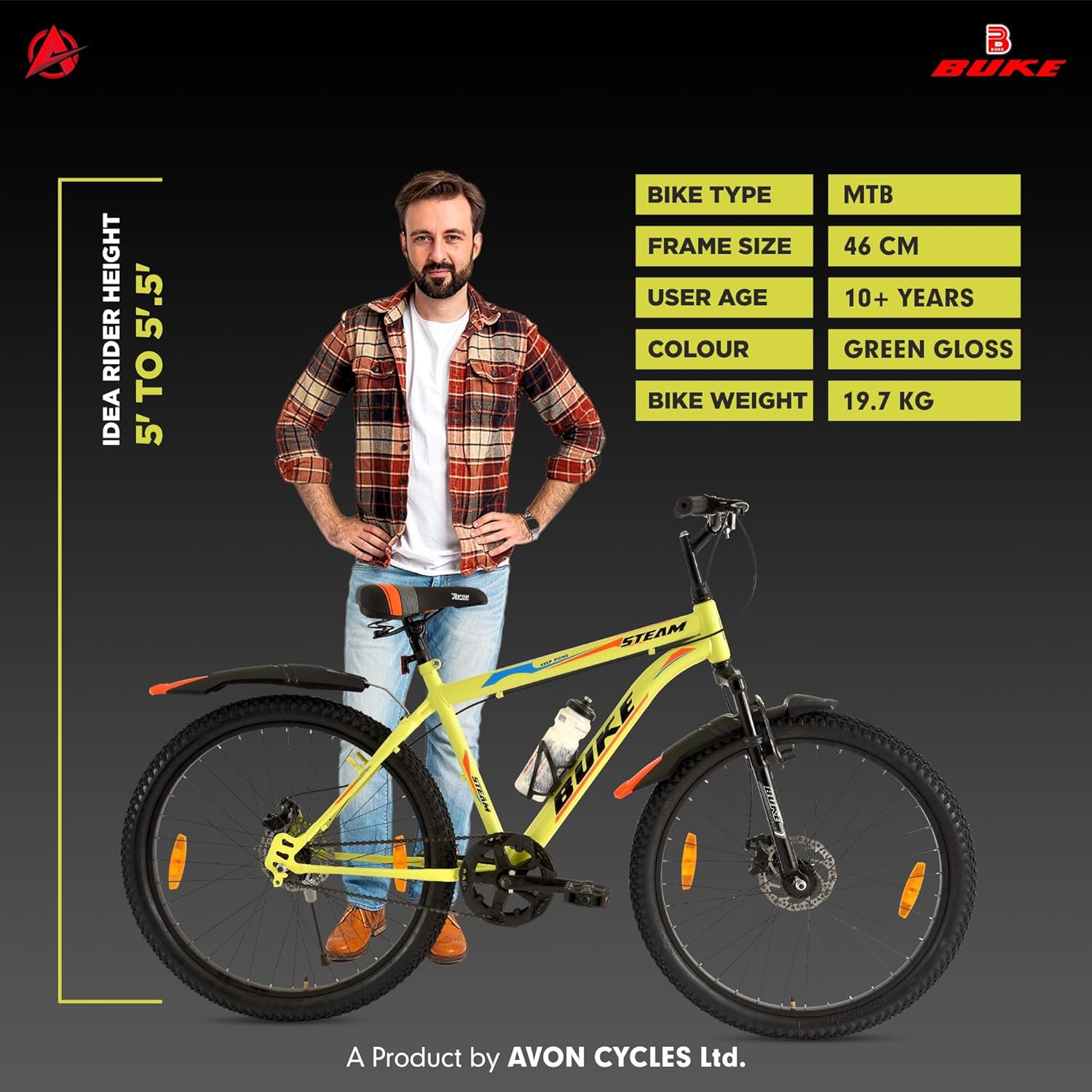 Avon Buke Steam 26T Electric Cycle | 26-Inch Mountain E-Bike with Long Range & Disc Brakes