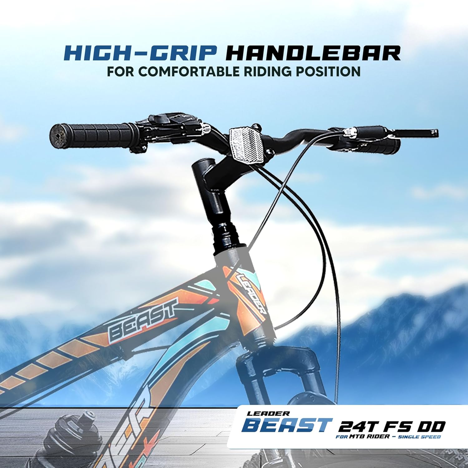 Leader Beast 24T Electric Cycle – 7-Speed E-Bike with Disc Brakes & Front Suspension for Teens & Adults