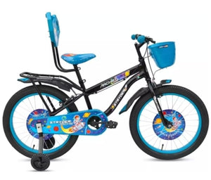 Arche 20″ Kids Bicycle – Space-Themed Black & Blue Bike with Training Wheels & Basket