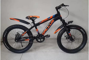 Gallus Kids Fat Tire Mountain Bike 20-Inch – Black & Orange Cycle with Disc Brakes | Best Off-Road Bicycle for Boys & Girls