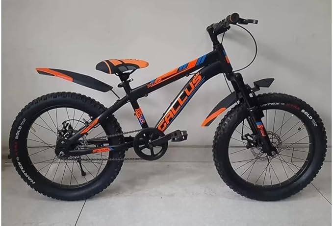 Gallus Kids Fat Tire Mountain Bike 20-Inch – Black & Orange Cycle with Disc Brakes | Best Off-Road Bicycle for Boys & Girls