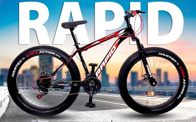 Rapid 26″ Fat Tyre Mountain Bike – Rugged MTB with Dual Disc Brakes & Multi-Speed Gears