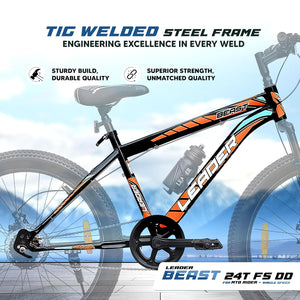 Leader Beast 24T Electric Cycle – 7-Speed E-Bike with Disc Brakes & Front Suspension for Teens & Adults