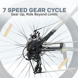 VESCO Drift 26T Electric Cycle – 7-Speed Mountain E-Bike with Dual Disc Brakes & Suspension