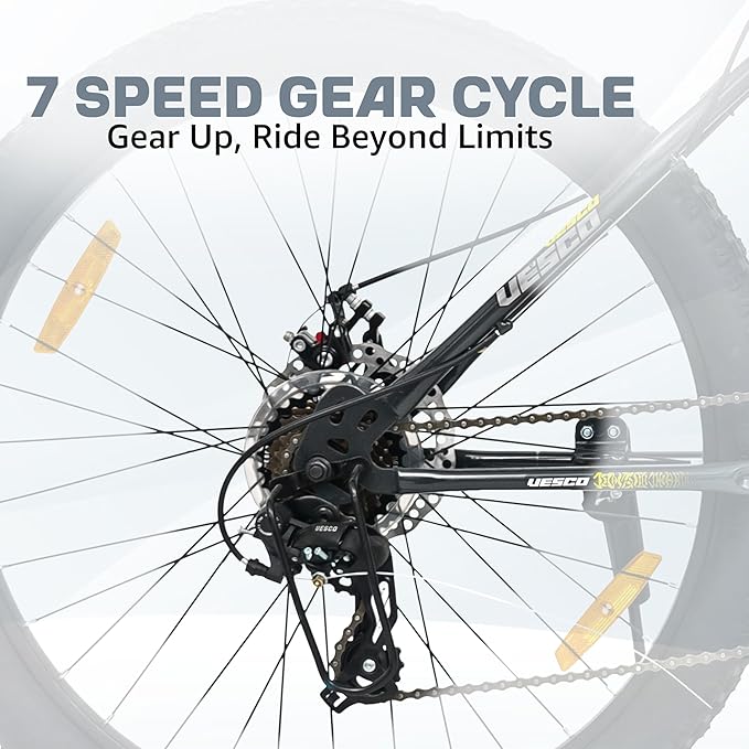 VESCO Drift 26T Electric Cycle – 7-Speed Mountain E-Bike with Dual Disc Brakes & Suspension