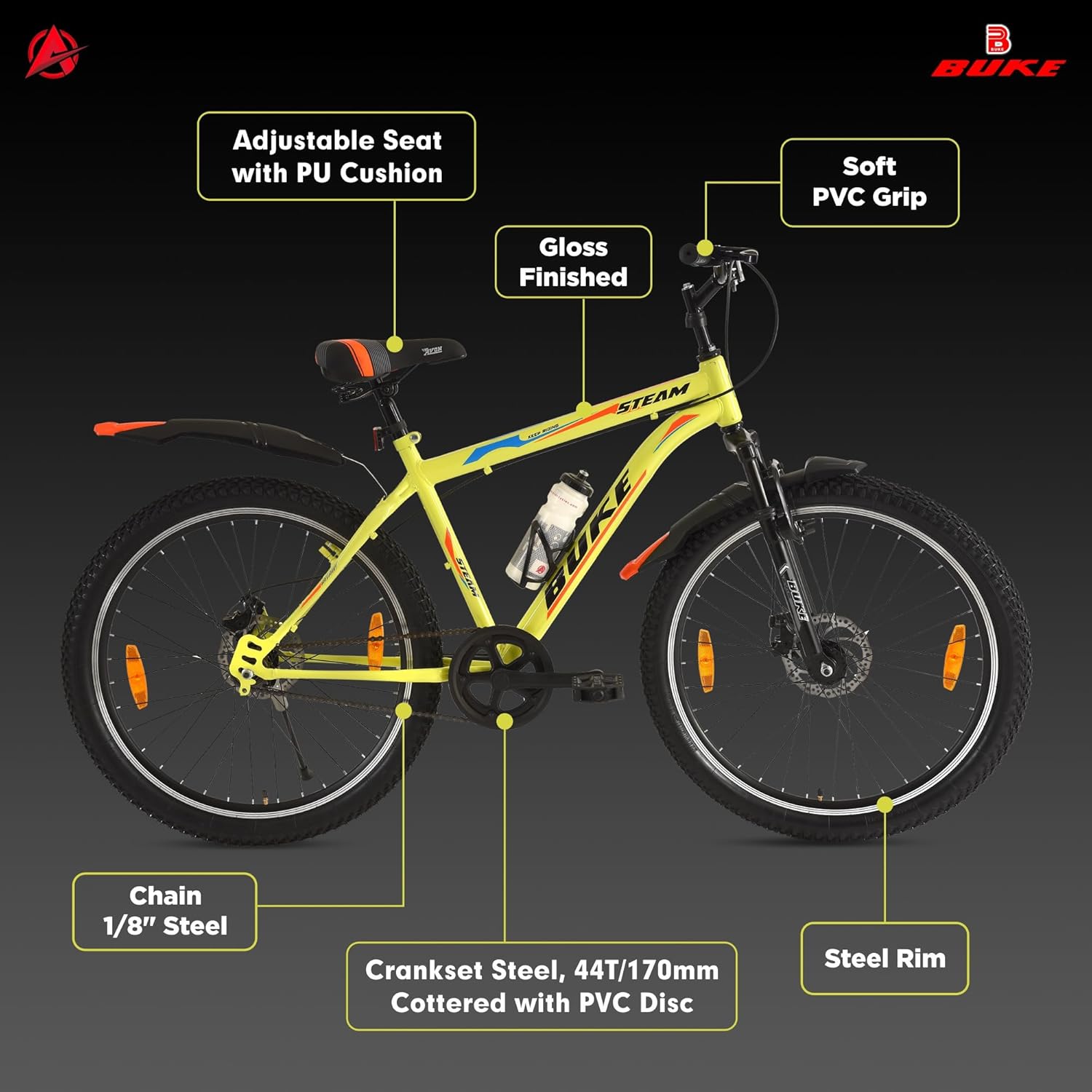 Avon Buke Steam 26T Electric Cycle | 26-Inch Mountain E-Bike with Long Range & Disc Brakes