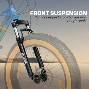 VESCO Stag 24T Electric Fat Tyre Cycle – 250W Motor, 40–50km Range & 21-Speed Gears