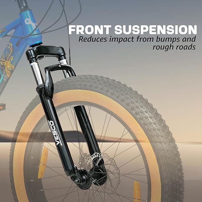 VESCO Stag 24T Electric Fat Tyre Cycle – 250W Motor, 40–50km Range & 21-Speed Gears