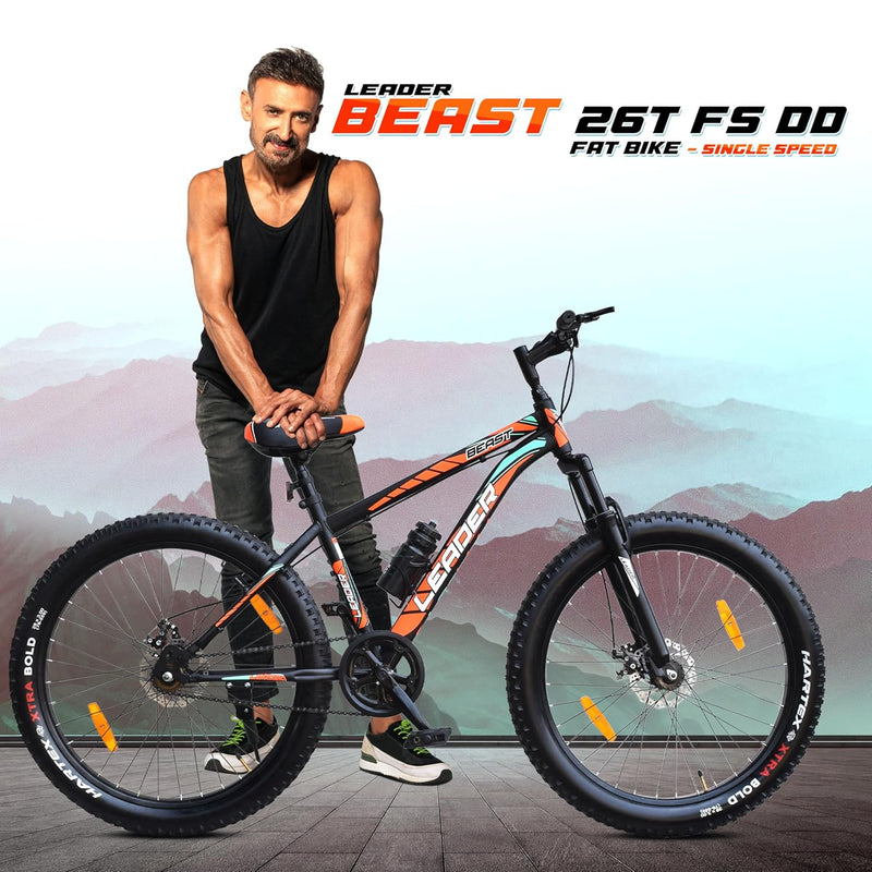 Leader Beast 26″ Fat Bike | Hybrid Mountain Cycle with Dual Disc Brakes & Suspension