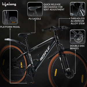 Lifelong Hustle 27.5T Electric Cycle with Shimano 21-Speed | Long Range, Dual Disc Brakes