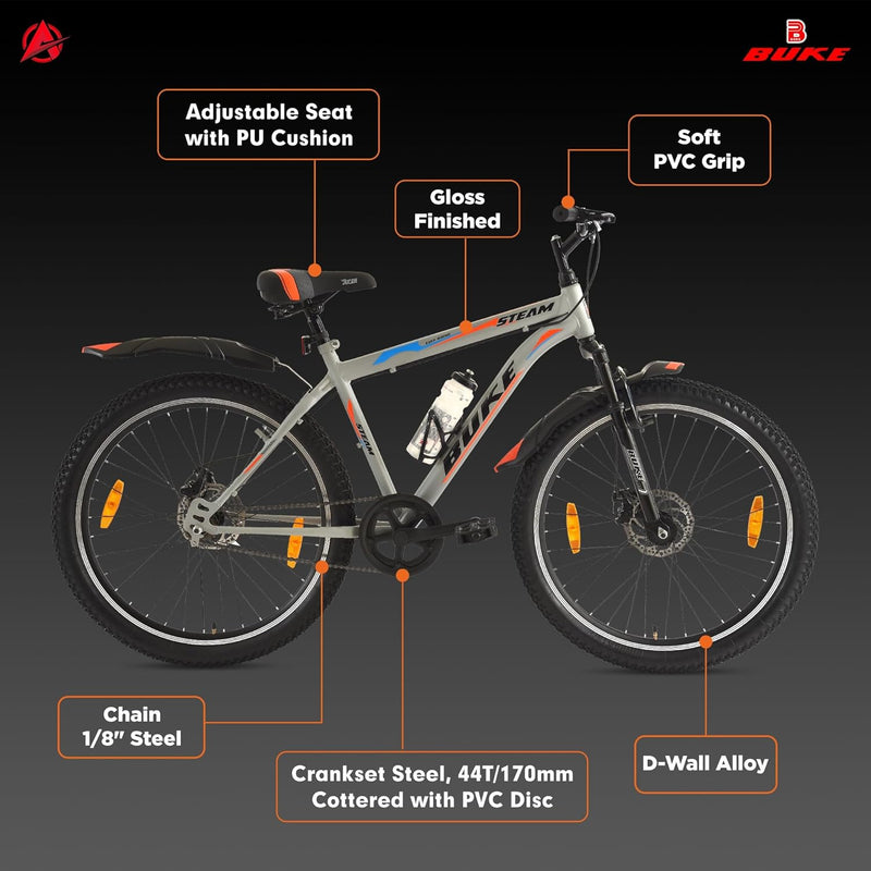 Avon Steam 26T Electric Cycle for Adults | Affordable E-Bike with Dual Disc Brakes & Long Range