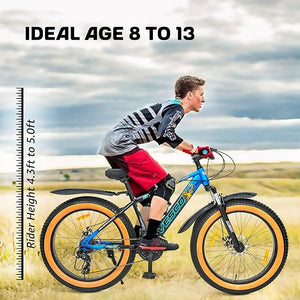 VESCO Stag 24T Electric Fat Tyre Cycle – 250W Motor, 40–50km Range & 21-Speed Gears