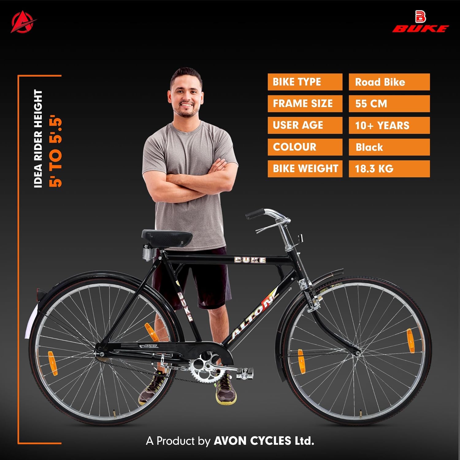 BUKE Alton 28T Electric Cycle | 22” Steel Frame, Dual Disc Brakes & Long-Range Battery E Bike for Men