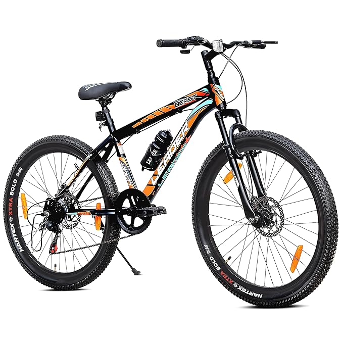 Leader Beast 24T Electric Cycle – 7-Speed E-Bike with Disc Brakes & Front Suspension for Teens & Adults