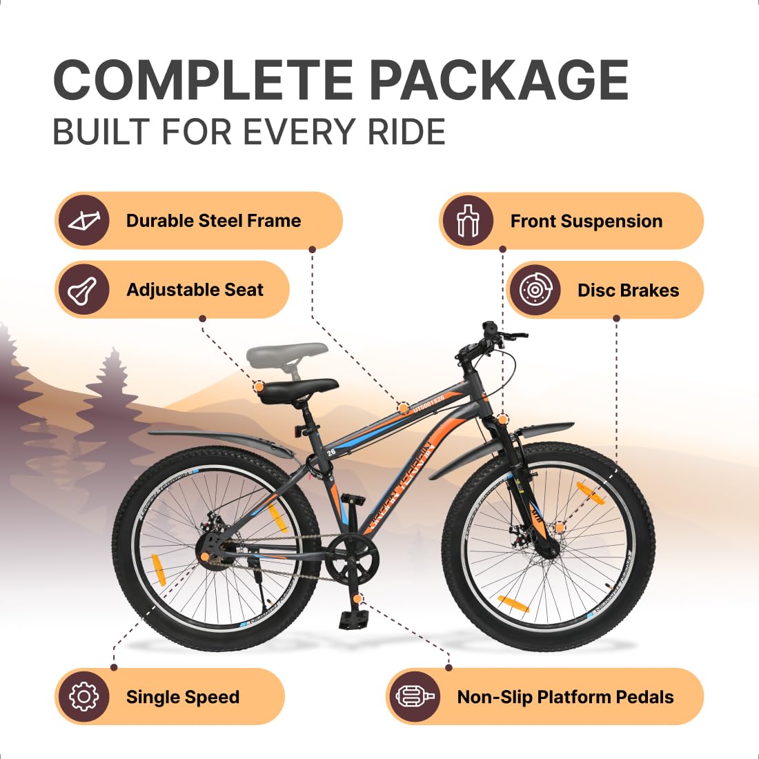 Urbana Terrain Bolt 26T Electric Cycle – Stylish E-Bike with 250W Motor, Suspension & Disc Brakes