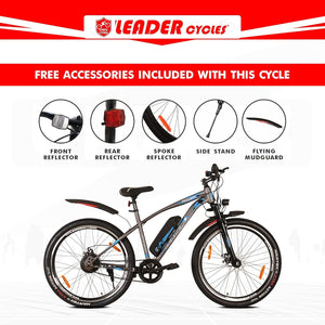 Leader E-Power L6 Electric Cycle – 27.5T E-Bike with 250W Motor, Dual Disc Brakes & Suspension