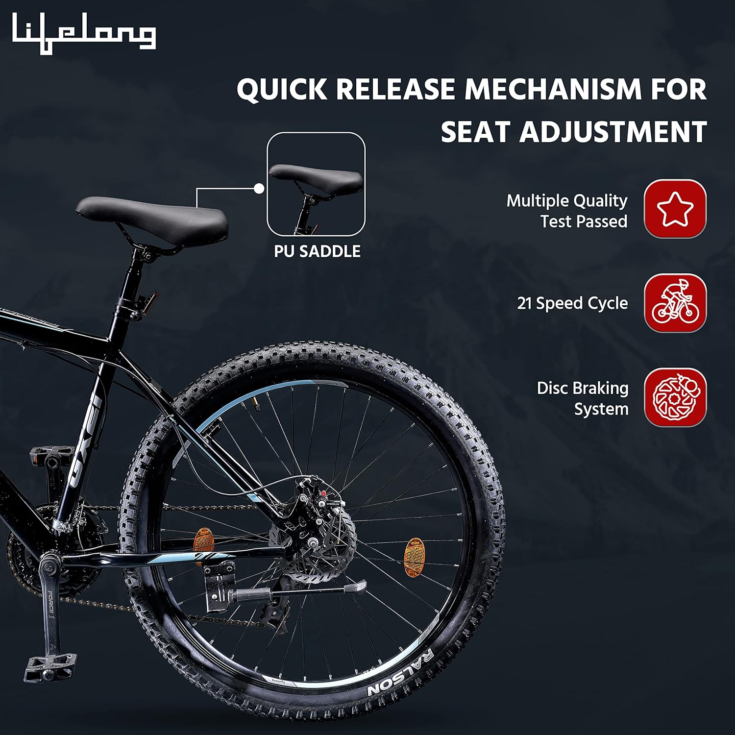Lifelong GX21 Electric Cycle – 27.5T E-Bike with 21-Speed Gear, Dual Disc Brakes & Long Range Ride