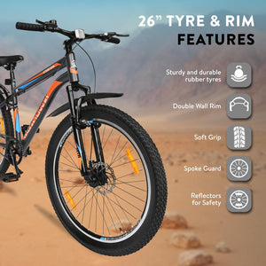 Urbana Terrain Bolt 26T Electric Cycle – Stylish E-Bike with 250W Motor, Suspension & Disc Brakes