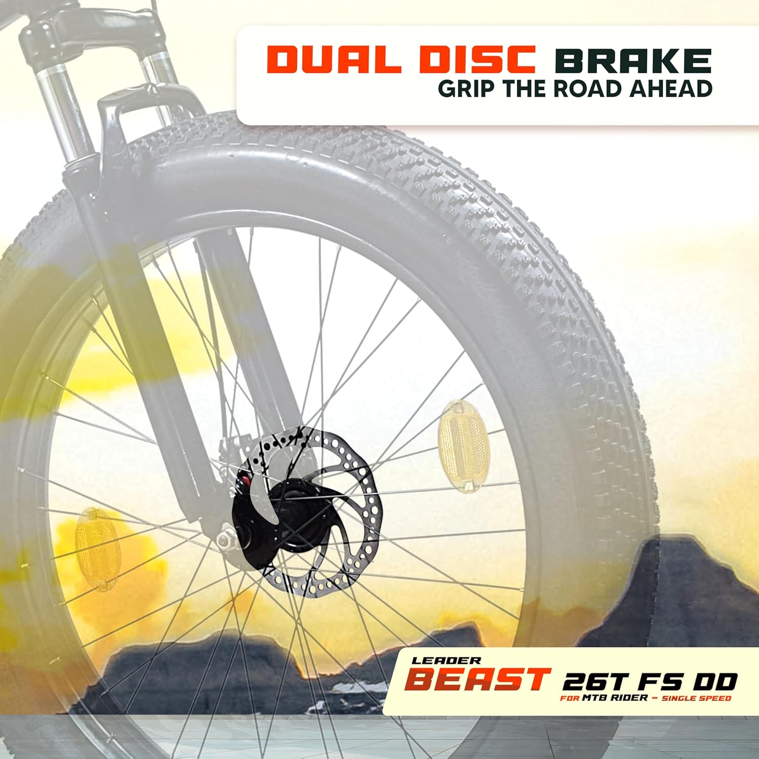 Leader Beast 26x4.00 Fat Tire Electric Cycle – Dual Disc Brakes, Front Suspension & Powerful Ride