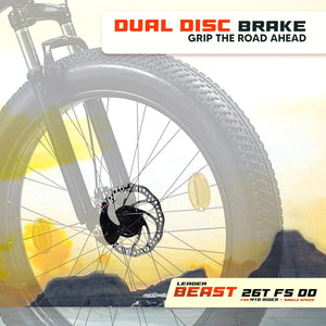 Leader Beast 26x4.00 Fat Tire Electric Cycle – Dual Disc Brakes, Front Suspension & Powerful Ride
