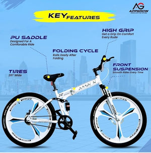 Appgrow 26″ Folding Electric Cycle – Compact E-Bike with Dual Suspension & 25–75km Range