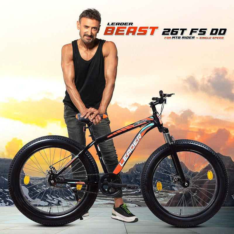 Leader Beast 26x4.00 Fat Tire Electric Cycle – Dual Disc Brakes, Front Suspension & Powerful Ride