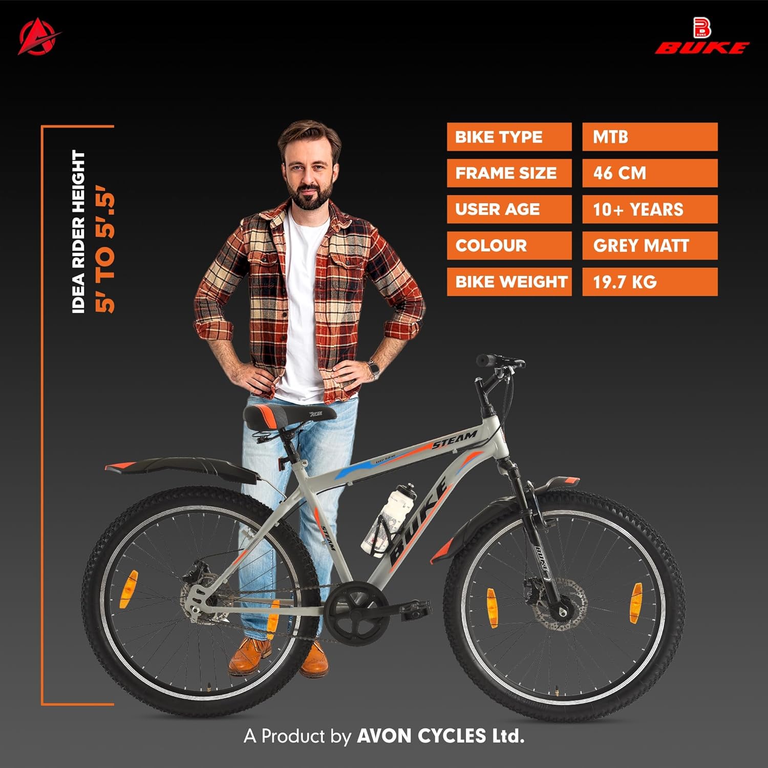 Avon Steam 26T Electric Cycle for Adults | Affordable E-Bike with Dual Disc Brakes & Long Range