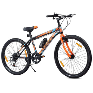 Leader City Surfer 26T Electric Cycle | 7-Speed Affordable E-Bike with Alloy Steel Frame (Matt Black & Orange)