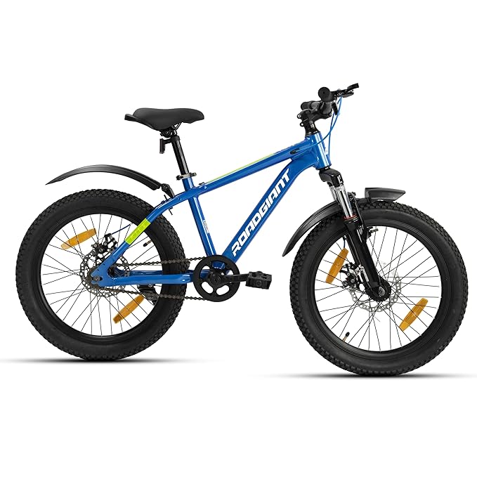 ROADGIANT Kiev 20T Kids Bike with Dual Disc Brake | Aluminum Frame MTB | Single Speed | Front Suspension | Army Green | Perfect for Young Riders
