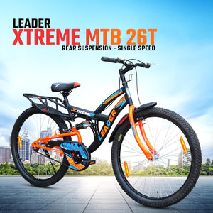 Leader Xtreme 26T Electric Cycle for Men – Rear Suspension, 26″ Wheels & Dual Brakes | Affordable E-Bike for Daily Commutes