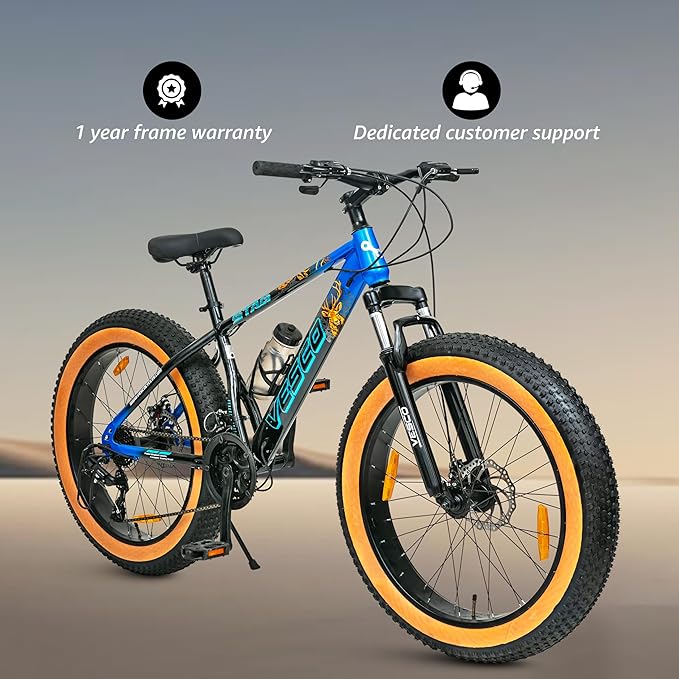 VESCO Stag 24T Electric Fat Tyre Cycle – 250W Motor, 40–50km Range & 21-Speed Gears