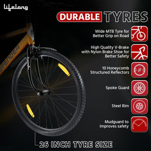Lifelong 26T Electric Cycle for Adults | Affordable E-Bike with MTB Tyres & Steel Frame