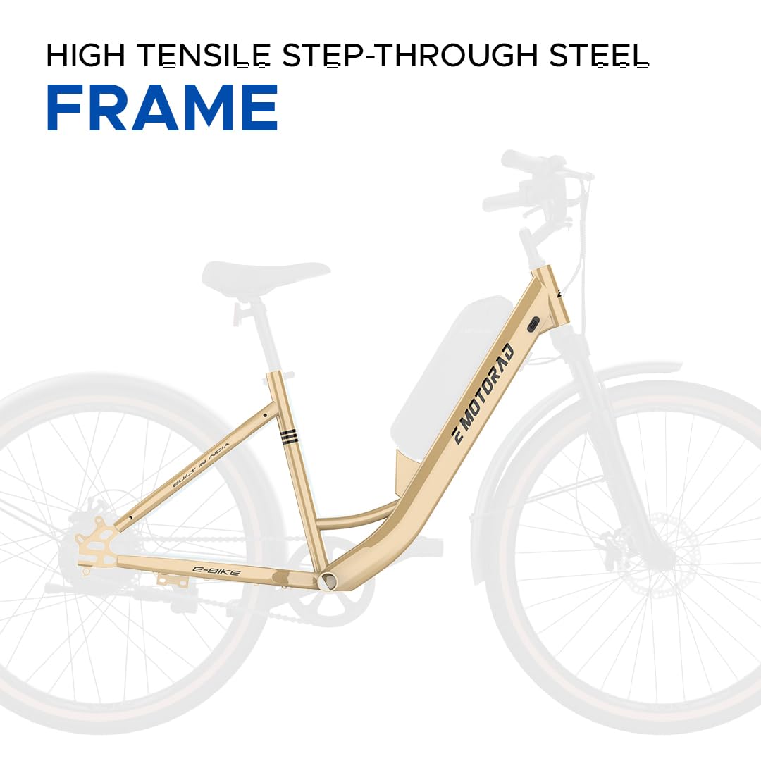 EMotorad ST-X City Electric Cycle | Step-Through E-Bike with Removable Battery & LCD Display