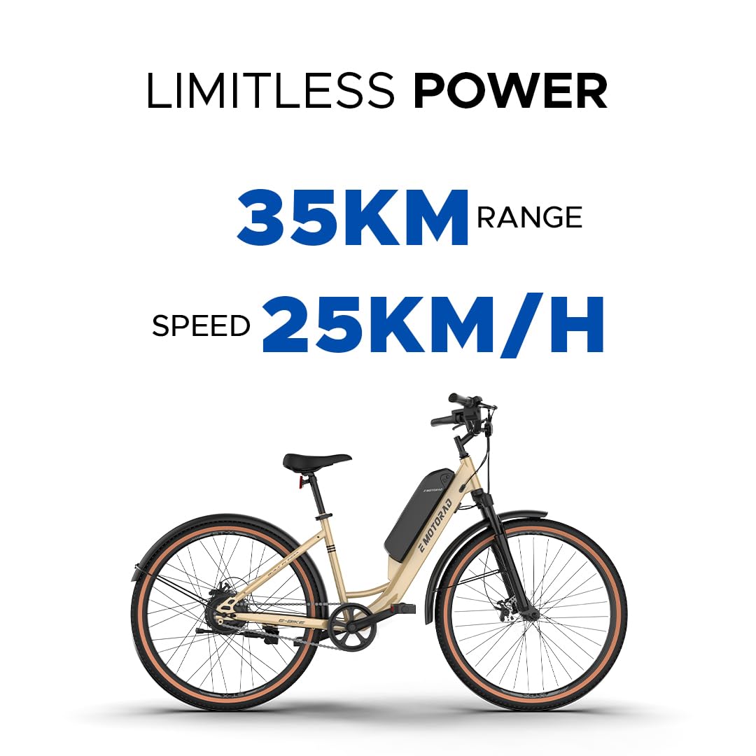 EMotorad ST-X City Electric Cycle | Step-Through E-Bike with Removable Battery & LCD Display