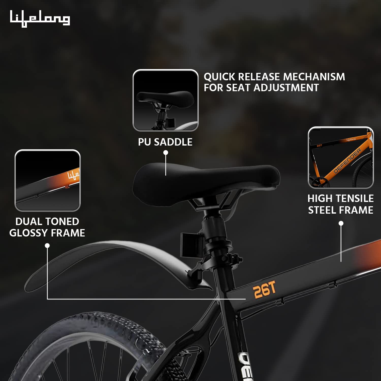 Lifelong 26T Electric Cycle for Adults | Affordable E-Bike with MTB Tyres & Steel Frame