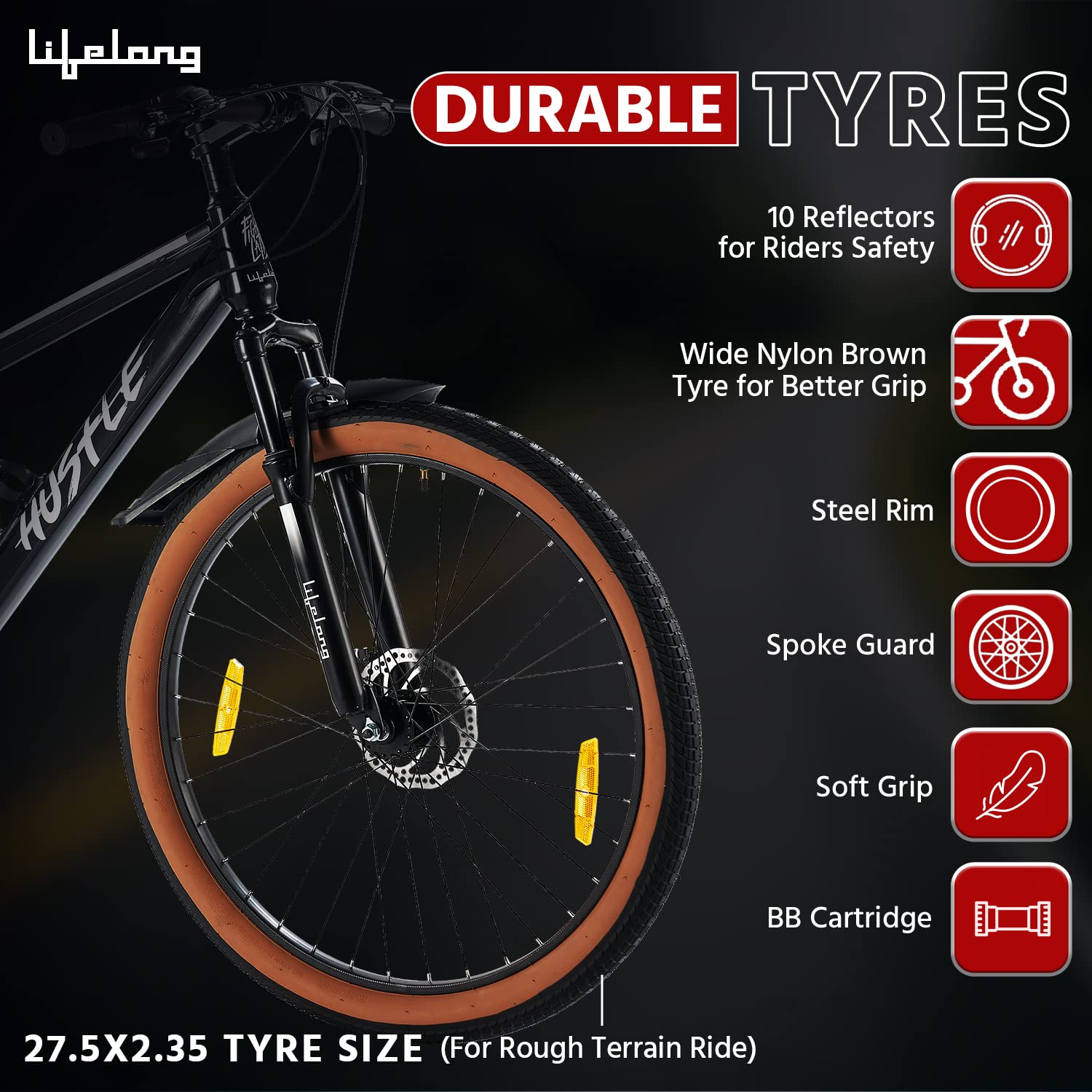 Lifelong Hustle 27.5T Electric Cycle with Shimano 21-Speed | Long Range, Dual Disc Brakes